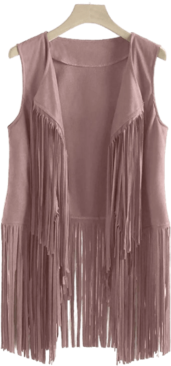 Women's Western Fringe Vest Faux Suede Jacket Western Outfits Sleeveless Jackets Cowgirl Vest Fringe Tops 70s Outfits for Women Coat Outerwear