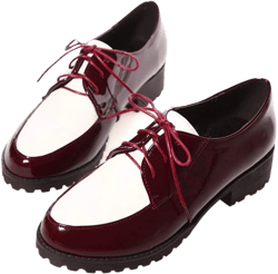 MIOKE Women's Two Tone Flat Saddle Oxford Shoes Wingtip Lace Up Comfort Low Heel Vintage Oxfords Brogues 5 Wine Red