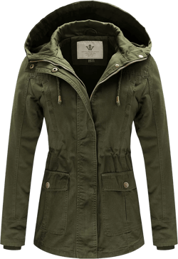 WenVen Women's Cotton Military Jacket Lightweight Casual Anorak Coat with Hood Medium Army Green