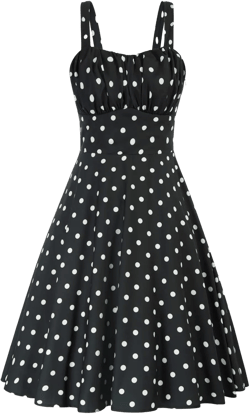 Belle Poque Women's Vintage Sleeveless Solid Floral Ruched Summer Cute A-Line Flowy Swing Midi Dress Medium Polka Dot