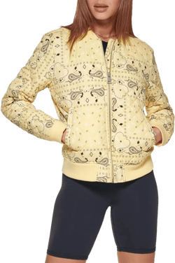 Levi's Women's Diamond Quilted Bomber Jacket (Regular & Plus Size) X-Small Yellow Bandana
