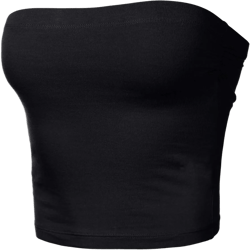 Women's Shapewear Tube Tops Strapless Ruched Built-in Shelf Bra Casual 1X 014-black-1