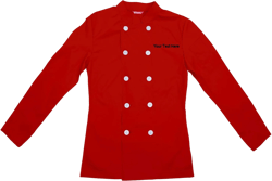 Embroidered Women's Chef Coat Chef Shirt Cook Coat Personalized with Your Text Red XX-Large
