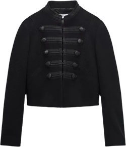ZARA Toggle Military Jacket Wool Black