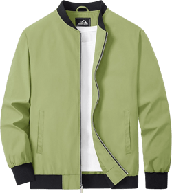 MAGCOMSEN Men's Bomber Jacket Lightweight Casual Zip Up Windbreaker Spring Fall Golf Coat with Pockets Olive Green Small