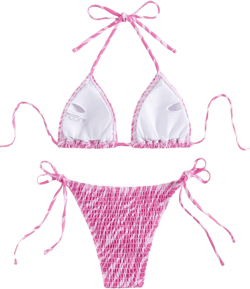 SHENHE Women's Halter Tie Side Triangle Bikini Set 2 Piece Bikini Swimsuit Bathing Suits Hot Pink L