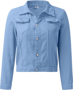 Miyaomn Casual Basic Crop Denim Jackets for Women Boyfriend Solid Color Lapel Button Down Cotton Short Jean Coat with Pockets Blue Small