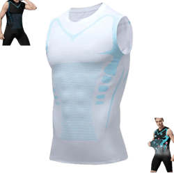 Vitaboost Compression Shirt, Men's Sleeveles Shaping Vest Fitness Sports Shirt 5X-Large White-b