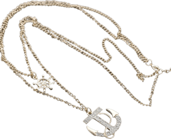 Women Lady Anchor Sailor Gold color Marine Crystal layers Necklace