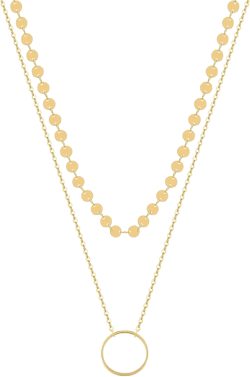 S.J JEWELRY Women Simple Delicate Full Moon 14K Gold Plated/Rose Gold/Silver Plated Layered Pendant Handmade Chokers Necklaces 2 Gold-Circle
