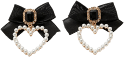 Faux Pearl Heart Drop Earrings