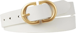 Womens Belt,Women Leather Belts for Jeans Dress Laides Fashion Elegant Waist Belt with Gold Buckle L: Fit for Waist Size 38"-42" Y-white