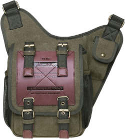Mens Vintage Canvas Shoulder Messenger Bag Chest Leather Patchwork Messenger Bag Armygreen