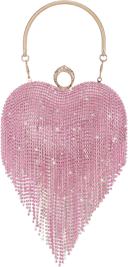 SWEETV Womens Rhinestone Heart Purse,Sparkly Evening Clutch Bag Glitter Purse for Formal/Wedding/Cocktail/Prom/Party/Club,Pink,Medium