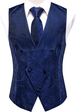 Hi-Tie Men's Silk Slim Fit Suit Vest Necktie Pocket Square Cufflinks Set Tuxedo Waistcoat for Wedding Party Business