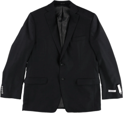 Calvin Klein Mens Single Breasted Two Button Blazer Jacket, Black, 42 Regular