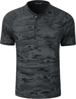 TAPULCO Mens Collarless Golf Shirts Short Sleeve Dry Fit Stretch Casual Breathable Lightweight Tshirts