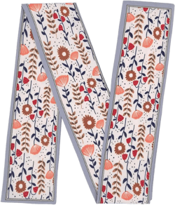 Women's Designer Neckerchief Handbag Handle Ribbon Fashion Scarf Flower Printed Hair Tie 99x8cm Flowersea-blue Floral