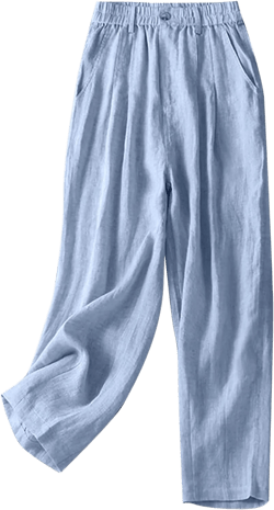Linen Pants for Women Summer Casual Elastic High Waisted Drawstring Slit Beach Pant Comfy Breathable Wide Leg Trouser X-Large Blue