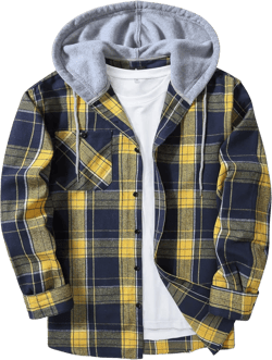 JACKETOWN Hooded Flannel Shirt for Men Plaid Shirts Long Sleeve Flannel Jacket Button-Down Shirt Jacket with Hood at Amazon Men’s Clothing store