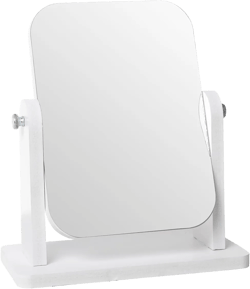 LONGSHENG - SINCE 2001 - White Wooden Makeup Mirror Vanity Mirror for Desk Table Mirror Bathroom Shaving Personal Makeup Mirrors Office Room Dresser Mirror-Small