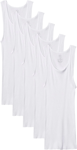 Fruit of the Loom Boys' Eversoft Cotton Undershirts, T Shirts & Tank Tops Toddler - 5 Pack - White 2-3T
