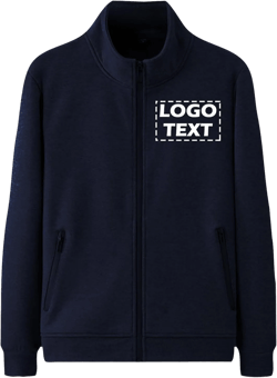 Lightweight Fleece Jacket Custom Photo/Text Full Zip Soft Recreation Coat Sweatshirt for Men Navy Blue XX-Large