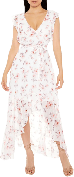 Floral Print High-Low Maxi Dress