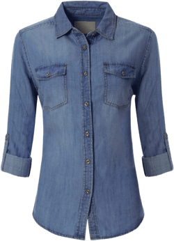 Design by Olivia Women's Classic Long/Roll Up Sleeve Button Down Denim Chambray Shirt