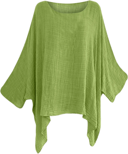 Women Linen Cotton Tops Tunic Top – Casual Batwing Long Sleeve Baggy T Shirt Tees Oversized Loose Flowy Blouse Green X-Large