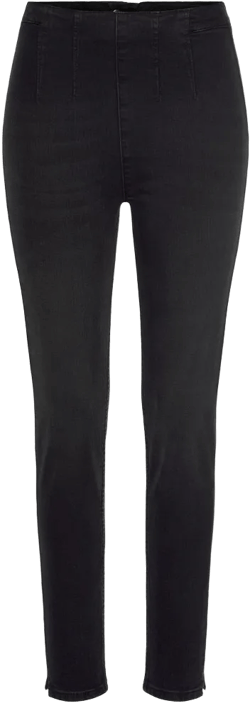 Women's High Waisted Zip Detail Jeans - LASCANA - Black Solid 8