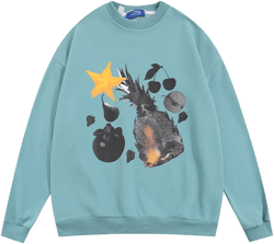 Men Hoodie Printed Crew Neck Sweatshirt Men's Loose Casual Spring and Autumn