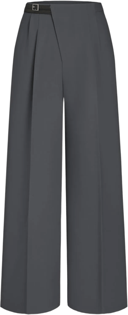CIDER Belted Dress Pants Women High Waisted with Pockets Straight Leg Work Pants Business Casual Office Trousers Large Dark Grey (Run Small)