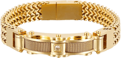 12MM Heavy Men Women 18K Gold Stainless Steel Double Mesh Chian Bracelet Punk Hiphop Bike Biker Link CZ Zircon Bracelets Jewelry