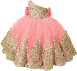 Gold Lace Toddler Flower Girl Dresses for Weddings Tulle Evening Ball Gown First Communion Dress GS156 6 Coral