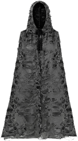 Halloween Medieval Hooded Cloak Retro Tattered Cape Horror Cloak for Grim Reaper Cosplay Costume with Cap Small Black