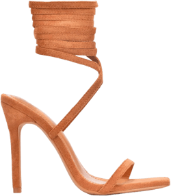 Cape Robbin Diara Sexy Clear Stiletto High Heels for Women, Strappy Lace Up Shoes Heels with Square Toe Tan 7