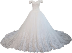 XYAYE Lace Tulle Wedding Dresses for Bride Puffy Tulle Wedding Gowns Off The Shoulder Bridal Gowns with Train 16 Ivory