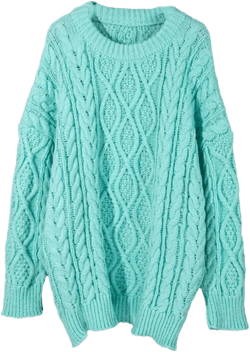 Women's Pullovers Oversized Knitted Sweaters Tops One Size Blue