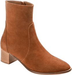 Journee Signature Womens Genuine Leather Airly Almond Toe Stacked Ankle Booties Camel 11