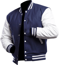 Men's Varsity Letterman Jacket - High School College Baseball Bomber Jacket Wool + Faux Leather Jacket Men Large Navy Blue Varsity Jacket