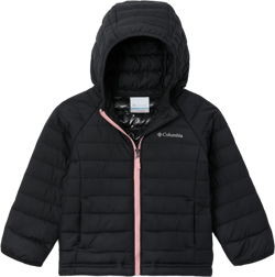 Columbia Girl’s “Powder Lite” Hooded Jacket (Black/Pink)