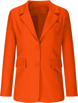 Plain Color Suit Blazers for Women Business Casual Fall Coats Office Attire Blazer Jackets with Shoulder Pad B03-orange 3X-Large