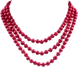COLORFUL BLING 1920s Long Fake Pearls Necklace Layered Retro Vintage Imitation Round for Women Flapper Party Wedding Mother's Day Gift Light Red