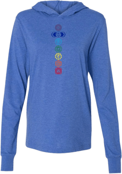 Yoga Clothing For You Mens Colored Chakras Lightweight Hoodie Tee Shirt Large Heather True Royal