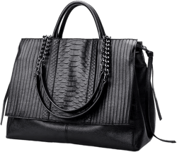 Women Handbag Crocodile Patterned PU Leather Tote Handbags Women's Chain Shoulder Bag Large Black Totes