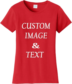Ladies Customized Fan Tee Shirt, Design Your Own by Uploading Photos, Text, Logos Or Any Design, Custom Gifts 4X-Large Bright Red