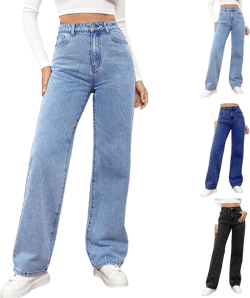 Jeans for Women High Waisted Straight Leg Pants Casual Boyfriend Jeans Trendy Vintage Classic Trousers with Pockets Small A-darkblue