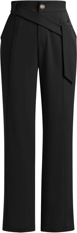 ODIZLI Wide Leg Pants Trouser Dressy Pants for Women High Waisted Petite Palazzo Pants with Pockets Wide Leg Slacks for Women Dress Pants Women Business Work Casual Tummy Control Office Pants Black L