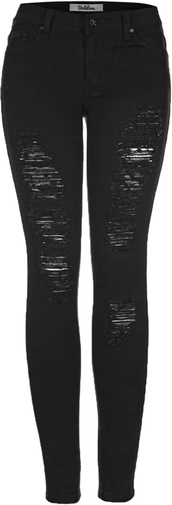 2LUV Women's Distressed Skinny Ripped Jeans 0 Med. Ripped Black